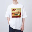 Teal Blue CoffeeのCafe music - CARDINAL RED BURGER - オーバーサイズTシャツ