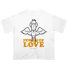 ハシビロ☆SHOPのPOWER OF LOVE #SHOEBILL（文字色／橙） オーバーサイズTシャツ