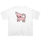 akane_art（茜音工房）のゆるチワワ（ピンク） オーバーサイズTシャツ