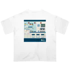 Teal Blue Coffeeの香るコーヒー_ colorful Ver. オーバーサイズTシャツ