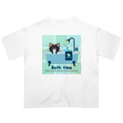 Teal Blue Coffeeのお風呂の時間_tile Ver. Oversized T-Shirt