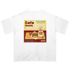 Teal Blue CoffeeのCafe music - CARDINAL RED BURGER - オーバーサイズTシャツ