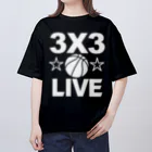 sports_tower スポーツタワーの3x3・白・スリーエックススリー・3人制バスケ・Tシャツ・アイテム・グッズ・ストリートバスケ・バスケットボール・スピーディーなバスケ・1試合10分間の21点ノックアウト・スポーツ・有望 オーバーサイズTシャツ