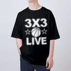 sports_tower スポーツタワーの3x3・白・スリーエックススリー・3人制バスケ・Tシャツ・アイテム・グッズ・ストリートバスケ・バスケットボール・スピーディーなバスケ・1試合10分間の21点ノックアウト・スポーツ・有望 オーバーサイズTシャツ