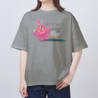 雁花工房（寄付アイテム販売中です）の人間ぽくすんの疲れた+UFO Oversized T-Shirt