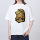 もけけ工房 SUZURI店のカブと獅子(カラー) オーバーサイズTシャツ