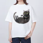 gogocats-shopのグレー猫 Oversized T-Shirt