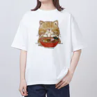 coeur.yu（クードットユー）の猫とラーメン オーバーサイズTシャツ