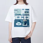 Teal Blue Coffeeのアイスコーヒーをどうぞ　～常連さんの指定席～ オーバーサイズTシャツ