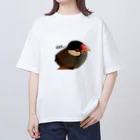 harupink🌸ペット似顔絵illustのおねむな文鳥さん Oversized T-Shirt