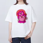 zawaのたぬきの置物（ピンク） オーバーサイズTシャツ