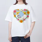 あにまるめいとのお花のハートリースオカメ オーバーサイズTシャツ