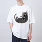 gogocats-shopのグレー猫 Oversized T-Shirt