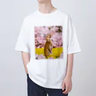 うさぎのうみちゃんねるショップのお花見うさぎ-うさぎのうみ Oversized T-Shirt