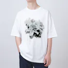 nanaqsaのLily Skull [White] オーバーサイズTシャツ