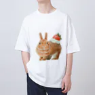 Ralriruのうさぎのクリームいちご乗せ オーバーサイズTシャツ