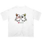 Cody the Lovebirdの仲良しクルマサカオウム&キバタン Chubby Bird オーバーサイズTシャツ