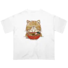 coeur.yu（クードットユー）の猫とラーメン Oversized T-Shirt