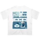 Teal Blue Coffeeのアイスコーヒーをどうぞ　～常連さんの指定席～ オーバーサイズTシャツ