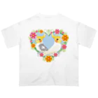 あにまるめいとのお花のハートリースオカメ オーバーサイズTシャツ