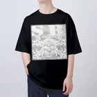 Ａ’ｚｗｏｒｋＳのSKULL&BONE TRIBAL GRUNGE WHT ON CONCRETE Oversized T-Shirt