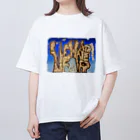 えれなすがのえれふぁんと。の白T青涼しそうなイラスト※フレーム消しゴム加工 Oversized T-Shirt