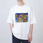 えれなすがのえれふぁんと。の白T青涼しそうなイラスト※フレーム消しゴム加工 Oversized T-Shirt