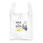 ビールとアート TM-3 Designの名画 × BEER（牛乳を注ぐ女・牛乳かビールか、それが問題だ。）黒線画 Reusable Bag