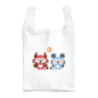 ミニマムユニヴァース@SUZURIのデビねこくんとデビねずちゃんと月のドット絵 エコバッグ Reusable Bag