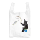 Parallel_merchの釣りをする黒猫 Reusable Bag