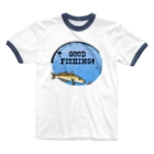 猫と釣り人のシロギス_1_C Ringer T-Shirt