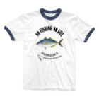 猫と釣り人のSHIMAAJI_EB_2CW Ringer T-Shirt
