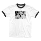 akane_art（茜音工房）のモノクロチワワ（おすまし） Ringer T-Shirt