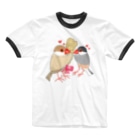 Lily bird（リリーバード）の粟穂をプレゼント シルバー&シナモン文鳥 Ringer T-Shirt