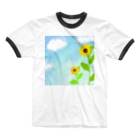 Lily bird（リリーバード）の青空とひまわり Ringer T-Shirt