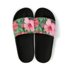 オンラインショップイエローリーフの赤色の花ハイビスカス Sandals