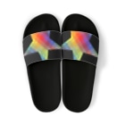 綺麗何学模様の虹×スター×虹（ブラック） Sandals
