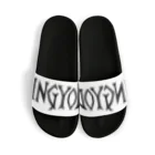 人魚堂の人魚堂(NINGYODO)ロゴ入りサンダル(文字ロゴ黒) Sandals with NINGYODO logo (text logo black) サンダル