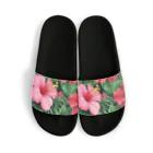 オンラインショップイエローリーフの赤色の花ハイビスカス Sandals