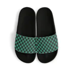 和柄屋 黒猫の市松模様サンダル(黒緑) Sandals