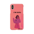 유니콘쿠키の韓国風 iPhoneケース I'm girl （オレンジピンク） スマホケース