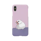 calcalのあくび白文鳥 スマホケース