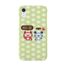 ミニマムユニヴァース@SUZURIのデビねこくんとデビねずちゃんドット絵 緑色 スマホケース Smartphone Case