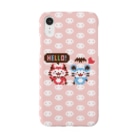 ミニマムユニヴァース@SUZURIのデビねこくんとデビねずちゃんドット絵 桃色 スマホケース Smartphone Case