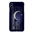 鹿児島のSUZURIアートショップの🌙『宇宙の猫と月』オリジナルデザインiPhoneケース🐾 - 鹿児島SUZURIアートショップ スマホケース