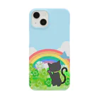 little lion house公式ショップ（大人のためのねこ）の幸運を招くクローバーと黒猫と輝く虹のスマホケース Smartphone Case