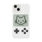 ハナイとトンのドット絵の猫（液晶ボタン付・顔） スマホケース