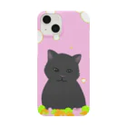 greetenの癒やし猫　黒猫 ピンク Smartphone Case