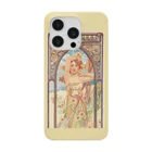SONOTENI-ARTの014-010　アルフォンス・ミュシャ　『時の流れ：昼の輝き』　スマホケース　表側面印刷　iPhone 14/14Pro/13/13Pro/12/12Pro専用デザイン　SC4-1 iPhone Smartphone Case