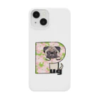 犬グッズの店しえるぶるーのアルファベット犬　パグ　桜 Smartphone Case